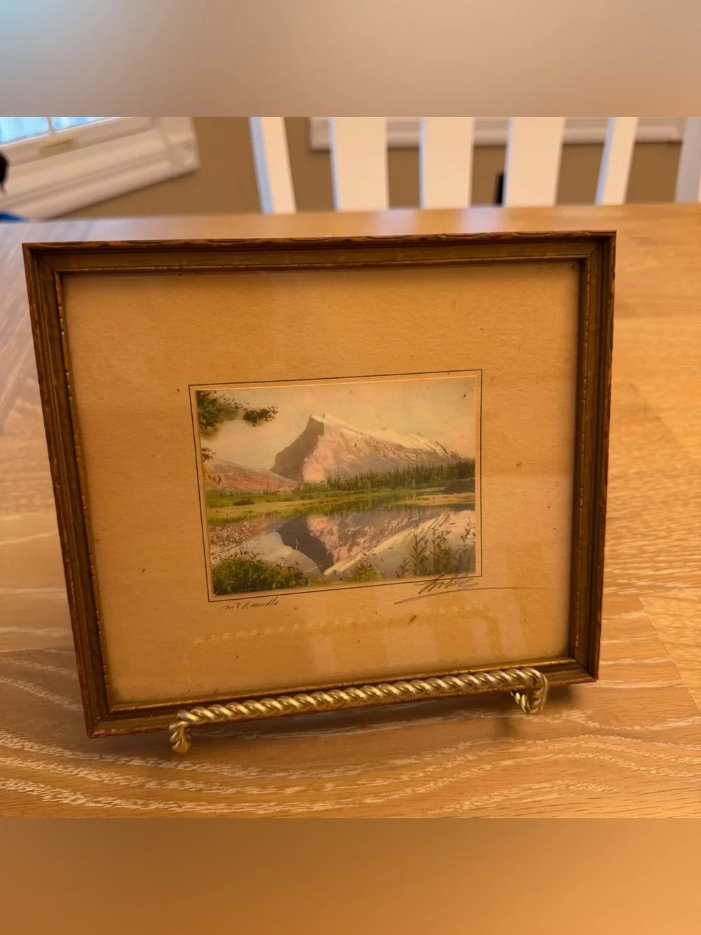 Classic Brown Framed Mountain Print Original Art Small Gallery Wall